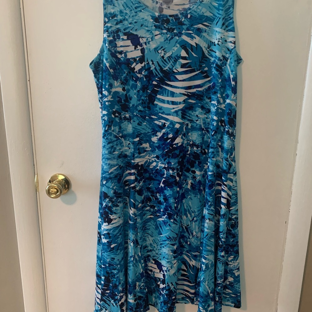 TanJay Blue Sleeveless Crew Neck Sundress